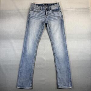 BKE Alec Jeans Mens 29x34 Blue Light Wash Straight Leg Stretch Denim Buckle